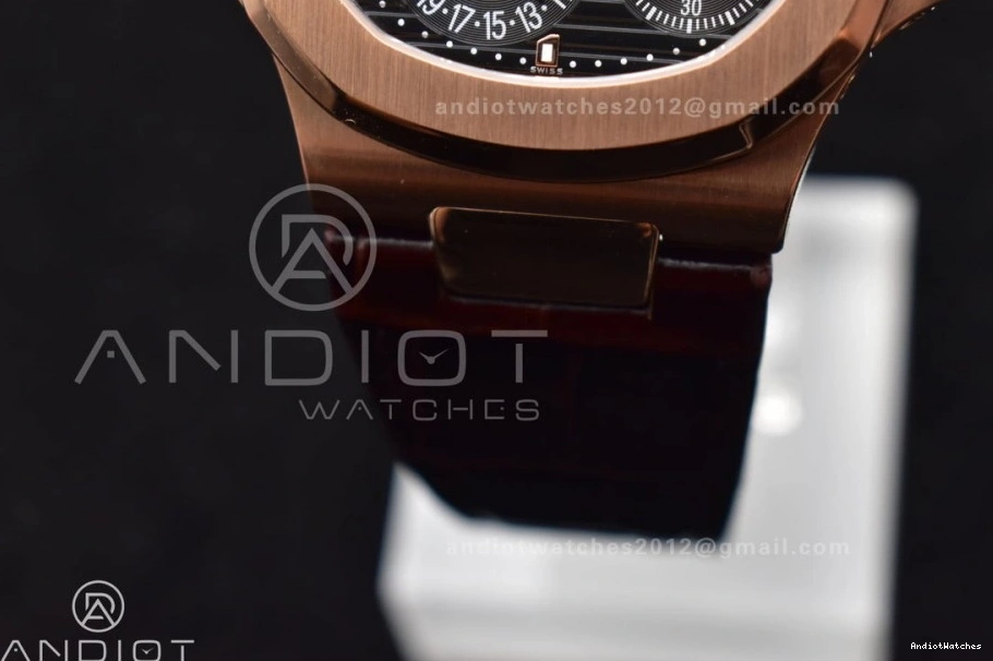 Croco Gray GRF 912 Best Brown Nautilus on 5712 Premium RG Strap SS Edition A23J Dial 0921